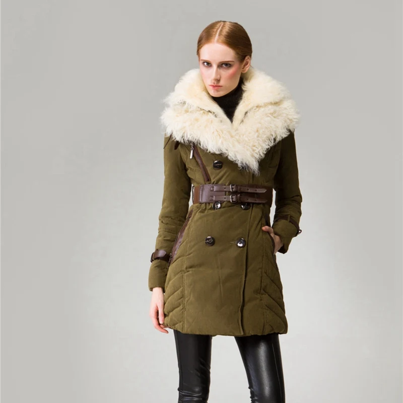 TopFurMall) европейские женские пуховики, пальто, куртка, мех ягненка, двойной воротник, зимняя женская меховая верхняя одежда VK3095 - Цвет: as picture