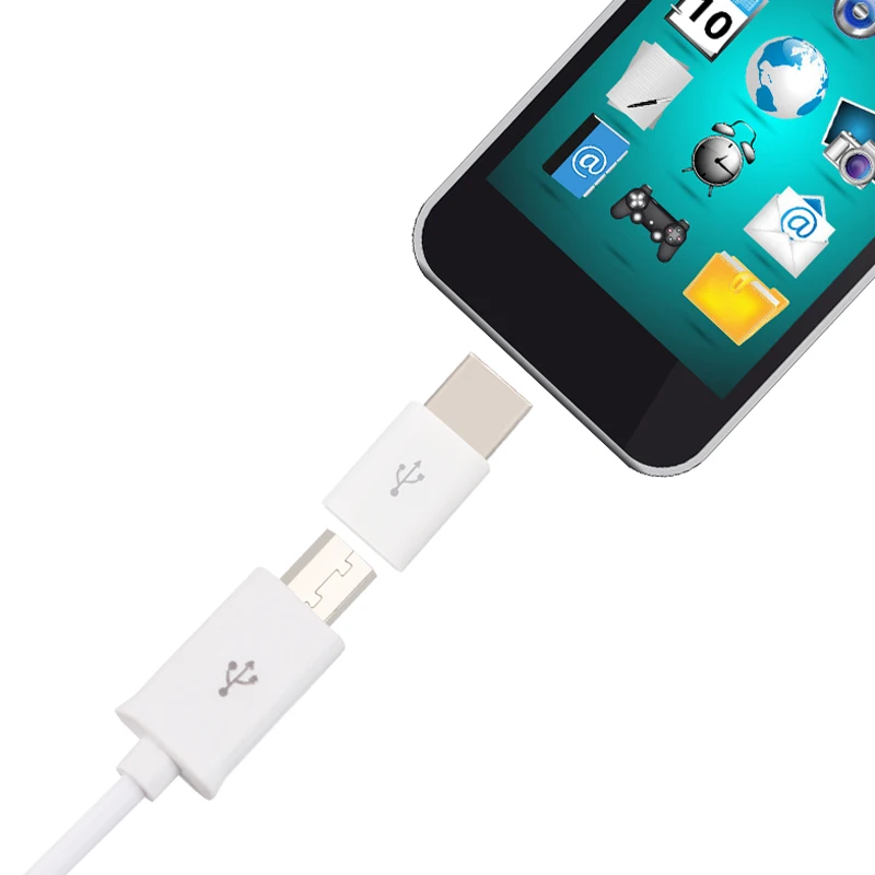 

Micro USB to Type-C Type C Adapter Sync Charge TypeC Connector ABS Inserted From Both Side Size DJA99
