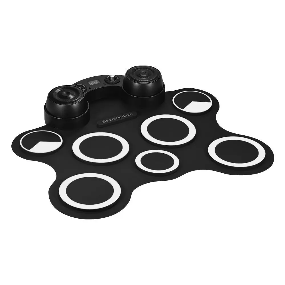 Small and portable Beginner adult children twin loudspeaker Usb Digital Electronic 7 silicon drum pads Drum Kit Set 