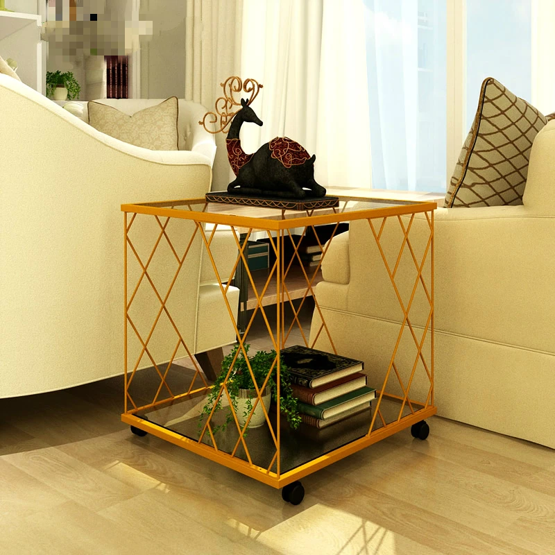 Glass and Metal Modern Sofa Small Coffee Table Angle Simple Fashion Small Toughened Glass Sofa Corner Table Glass and Metal Modern Sofa Small Coffee Table Angle Simple Fashion Small Toughened Glass Sofa Corner Table