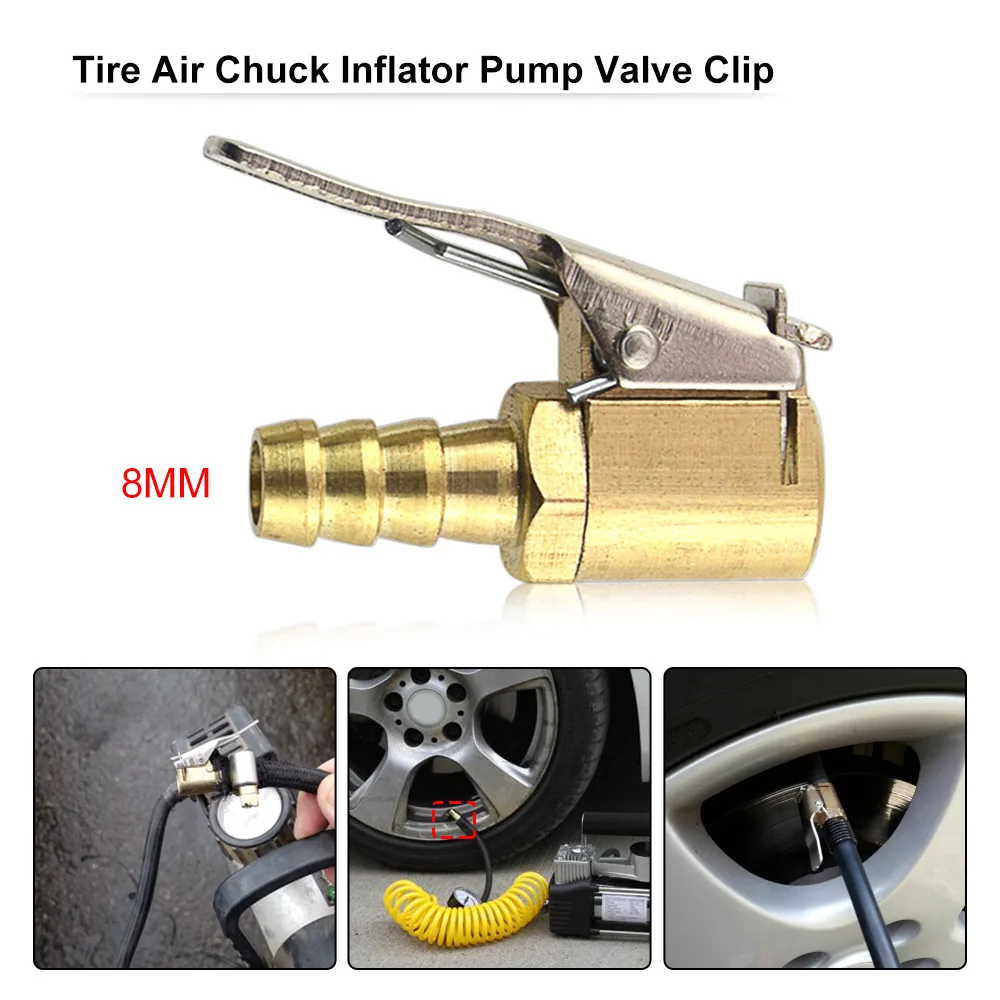 1 шт. 6 мм/8 мм Автомобильный латунный 8 мм воздушный патрон для шин, насос, зажим для клапана, коннектор, адаптер для автомобиля-Стайлинг
