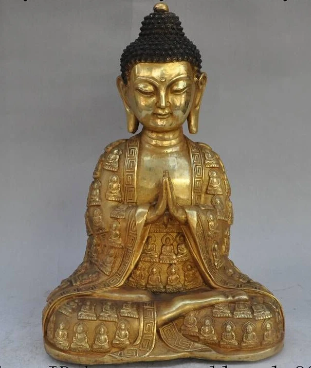 

17"tibet buddhism bronze gilt Hundred seat sakyamuni Tathagata buddha god statue