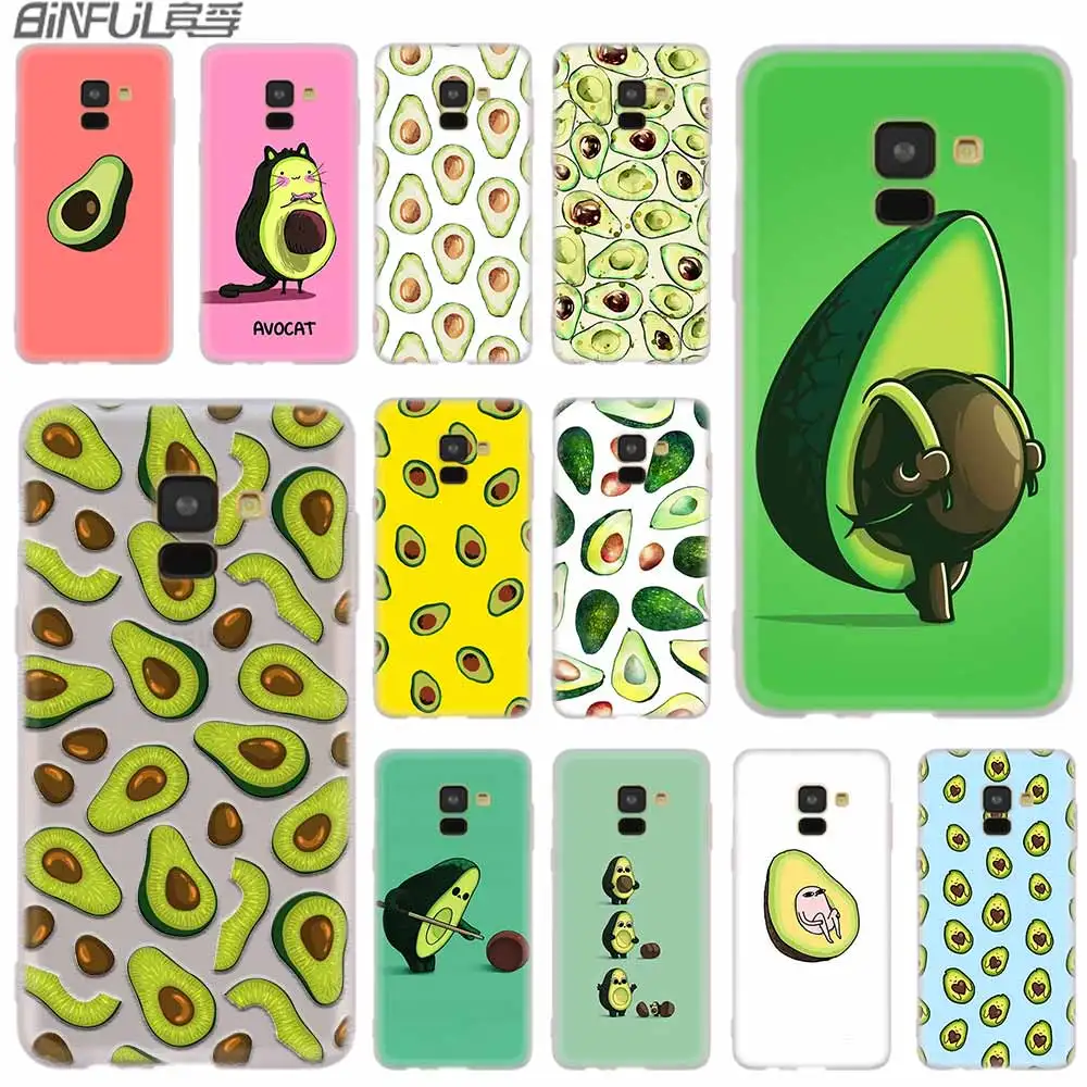 

Cover Silicone case For Samsung Galaxy A6 A8 A9 A7 A5 A3 Plus 2018 2017 2016 2015 A6S Star lovely fruit avocado Cute