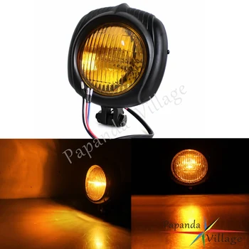 

Papanda Motorbike 4.5" Amber Lens H4 Vintage Headlights High/Low Beam Aluminum Headlamp for Harley Touring Chopper Bobber