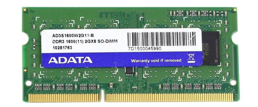 AData 4GB 2 шт. X2GB DDR3L 2 ГБ 2 г 1600 МГц 2RX8 PC3-12800 DDR3 Тетрадь Оперативная память SO-DIMM 1333 10600 2G 204-PIN