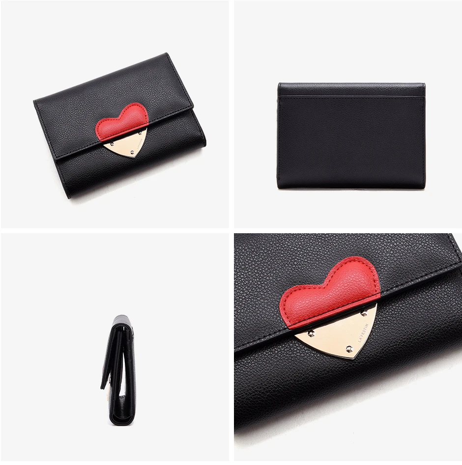 LAFESTIN Женский кошелек из натуральной кожи кошелек с сердечком короткое стильное портмоне для монет Дамский кредитный держатель для карт женский кошелек