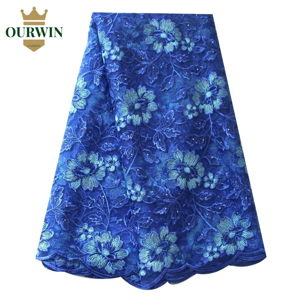 Royal blue lace fabric 