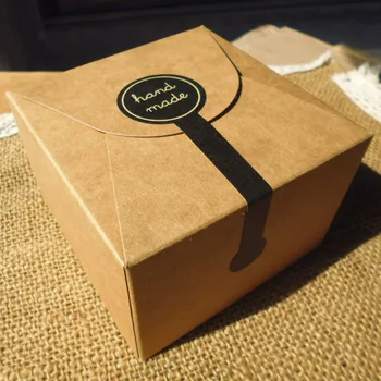 

100Pcs Adhesive Long Style "HAND MADE" Black Handmade Cake Packaging Sealing Label Kraft Sticker Baking DIY Gift Stickers