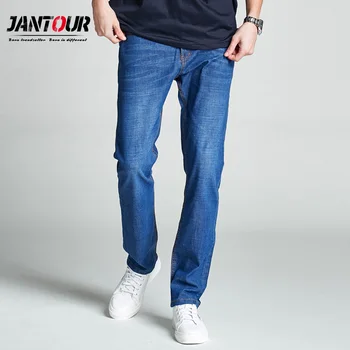 

Jantour 2019 New Jeans Men Classical Jean High Quality Straight Leg Male Casual Pants Blue Cotton Denim Trousers Plus Size 28-40