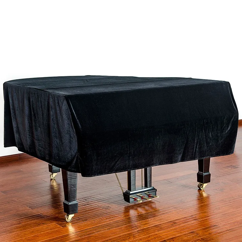 free Shipping Quality Velvet Bordered Grand Piano Cover black cover