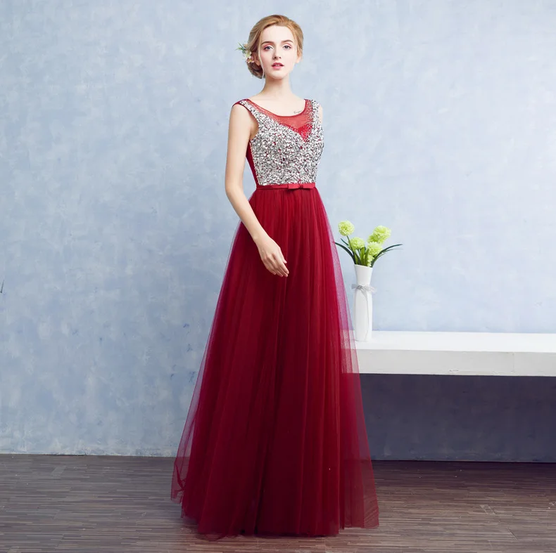 Откровенное с вырезом на шее тюль бисер Стразы Vestidos De Festa блестки плиссированные
