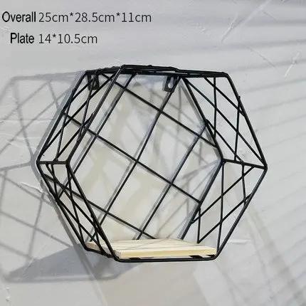 Декоративные полки для настенного органайзера, настенная сетка, тарелка, стойка, Цветочная полка для гостиной - Цвет: Black Grid Rack
