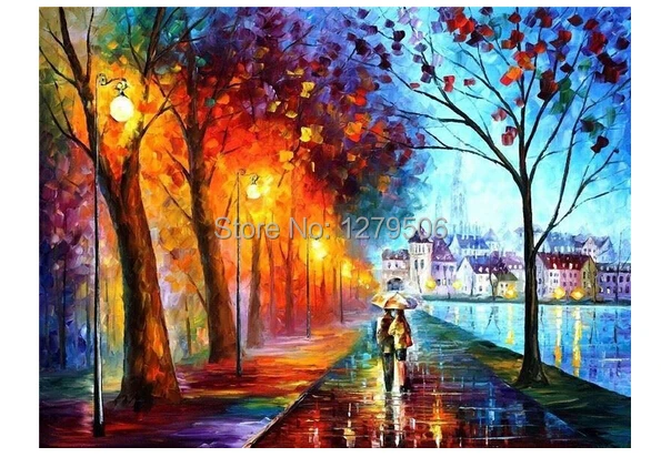 2015 leonid afremov city couple couple umbrella Unique Gift printed on canvas Home Decor wall pictures for living room.jpg
