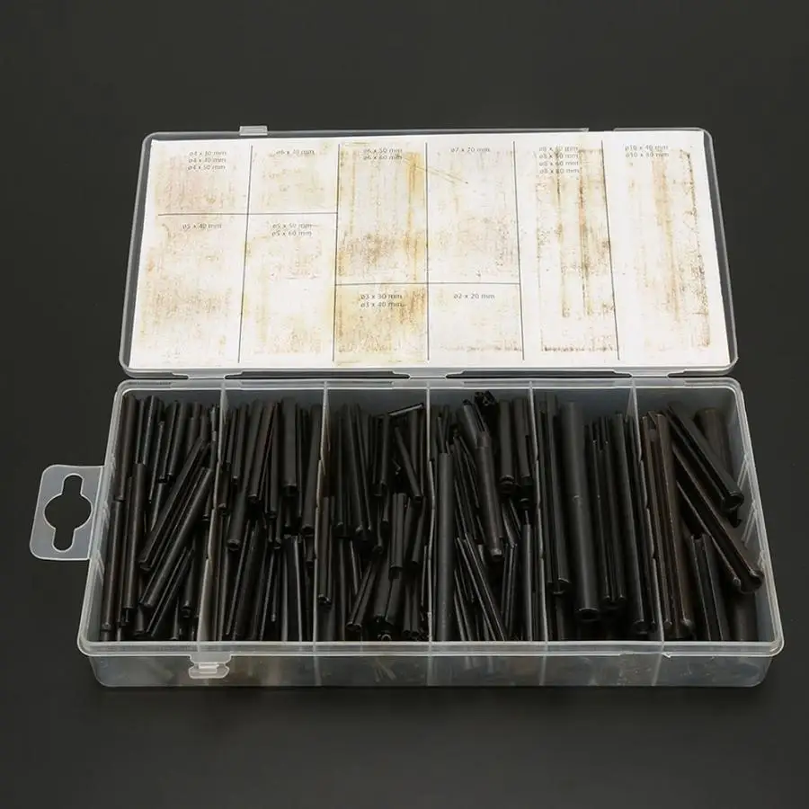 450pcs Steel Split Spring Dowel Tension Roll Hollow Pin Assortment Kit Fastener Accessory Set Fasteners