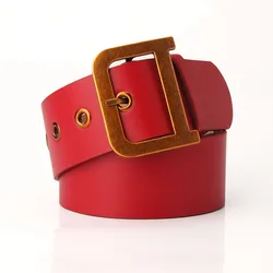 2019 new designer rock punk ladies wide black red buckle leather female D ring buckle ladies belt belt women's dress 2019 new designer rock punk ladies wide black red buckle leather female D ring buckle ladies belt belt women's dress