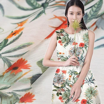 

Europe and the United States imported printing dogwood spring water wave clothing cheongsam dress shirt cloth fabric Qingxin spe