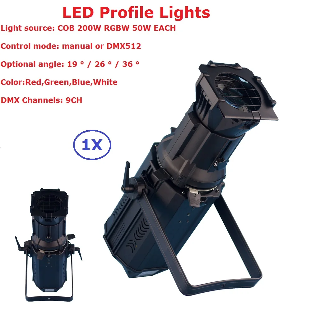 DHL Ship 200W DMX Profile Lights RGBW Quad Color LED Spot 19/26/36 Degree Optional 9 Channels Hot Selling | Освещение