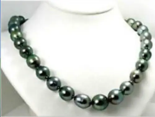 

TAHITIAN 13-14MM TAHITIAN BLACK GREEN PEARL NECKLACE 18"