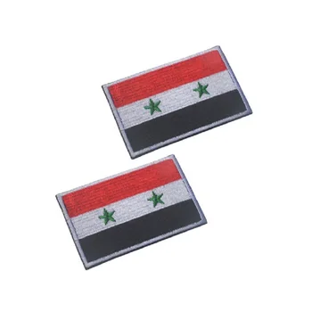 

25pcs/lot 3D embroidery patches armband loops and hook Flag of Syria Flag patches badges for clothing or hat or bag patch