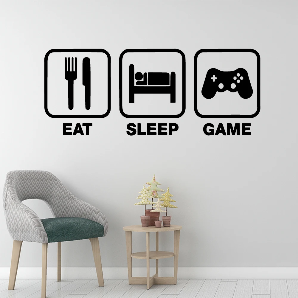 

Diy Eat Sleep Game Wall Stickers Home Decoration for Living Room Company School Office Decoration Diy Pvc Home Decoration
