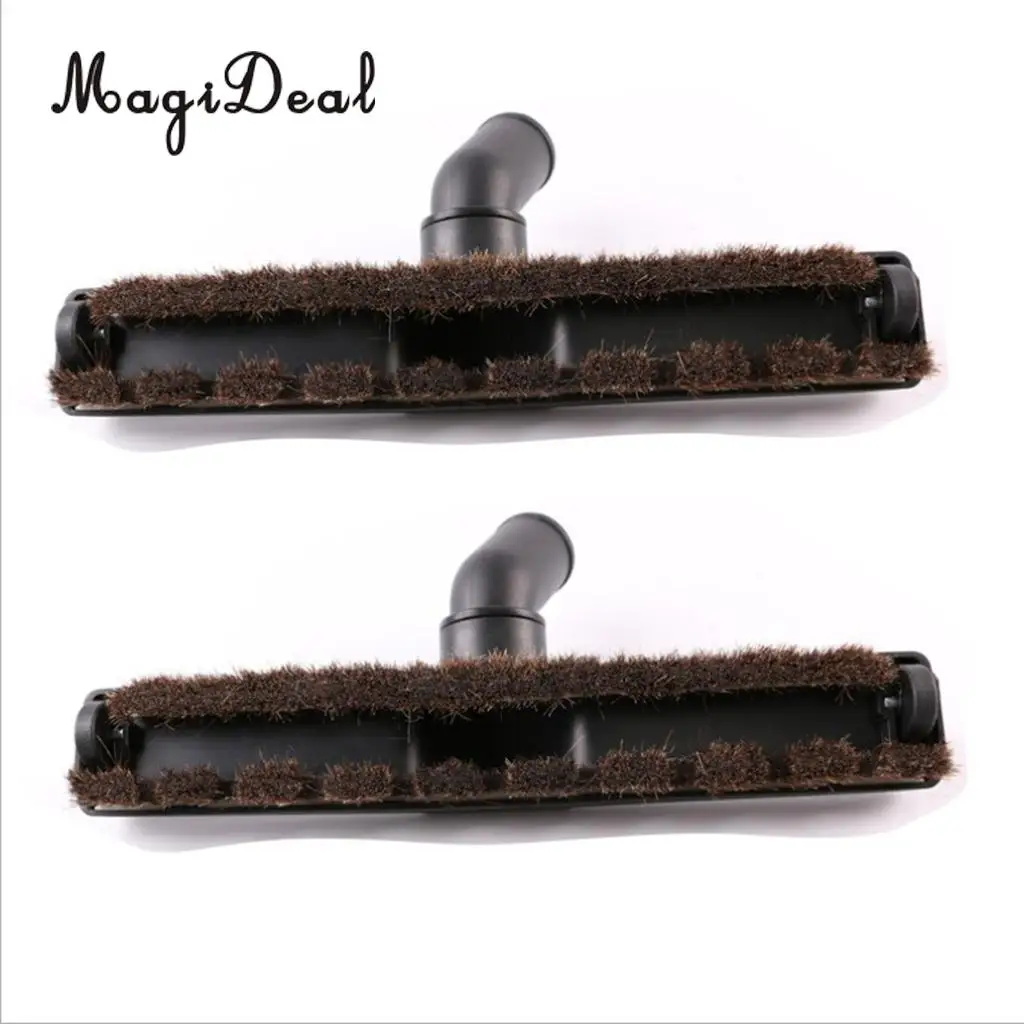  2PCS 32mm/1.25'' Dia. Wheeled Vacuum Cleaner Floor Brushes Carpet Timber Wood Hard Floor Tool Horsehair Brush Head