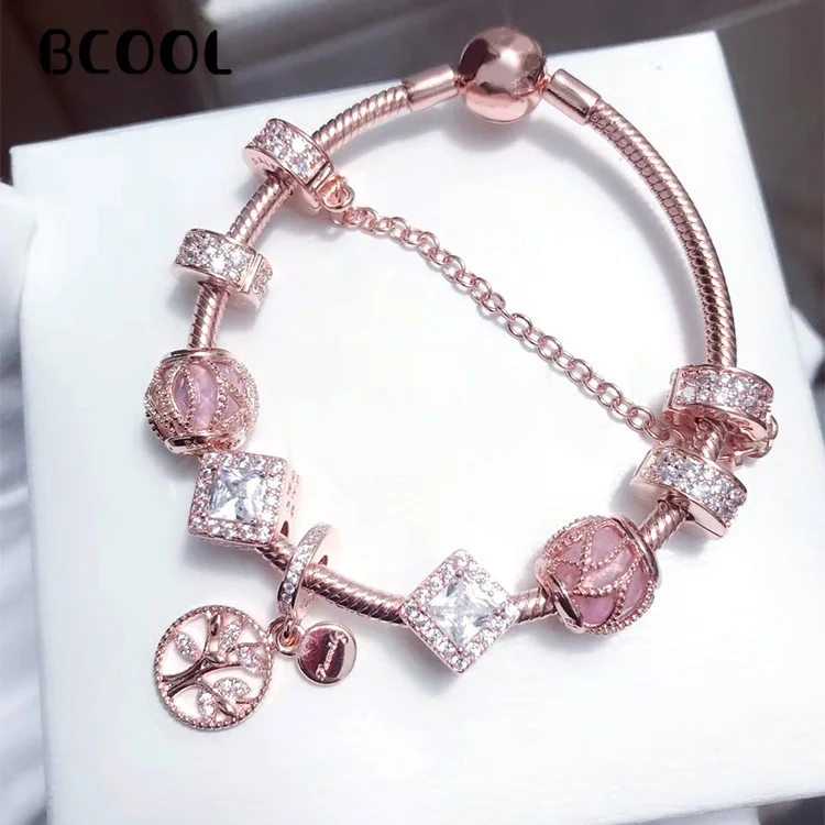 

BCOOL 100% 925 Sterling Silver 1:1 Original Copy 2019 Women's Bracelet Wish Tree Crystal Beads Charm Jewelry Silver Free Package