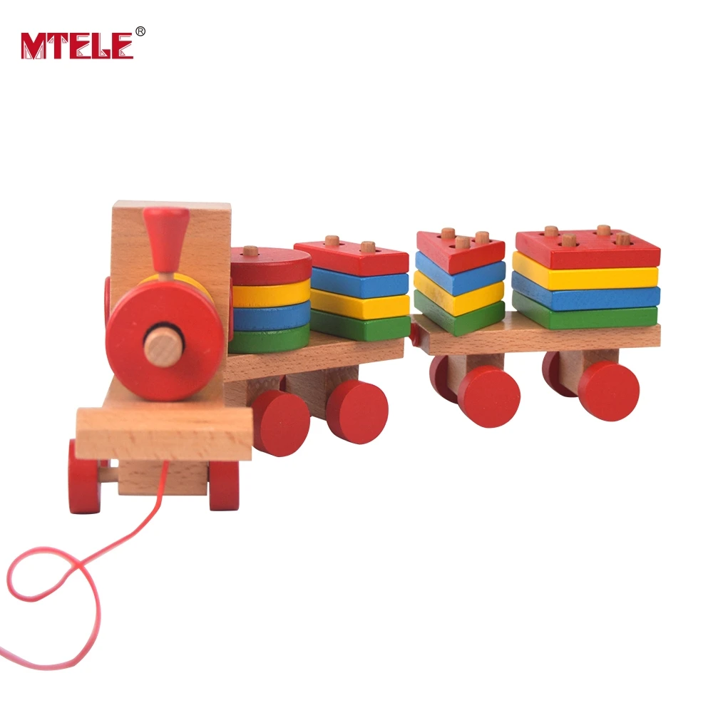 

MTELE Brand Stacking Train Wooden Train Wooden Toy Peg Puzzles Games Toys Gift for Baby Kid