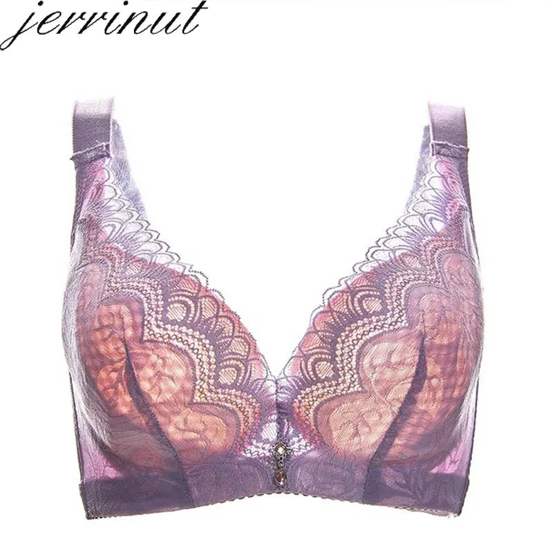 

Jerrinut Sexy Bras For Women Plus Size Lace Bra Embroidery Thin Cup Bralette Underwear Push Up Brassiere Femme BH C/D/E Cup