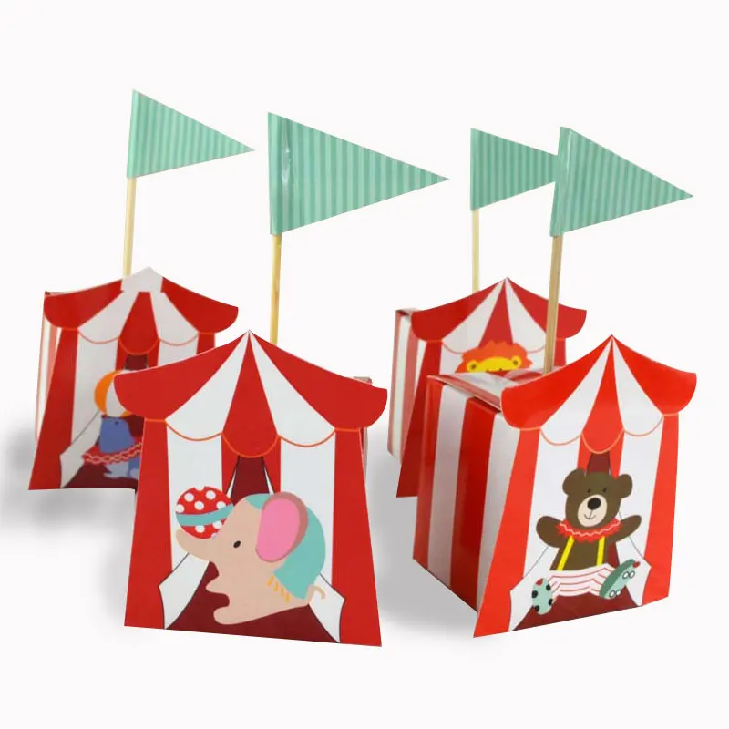 

20pcs/lot Circus Theme Party Supplies Cartoon candy box Kids Boy Birthday Party Decorations candy box gift box