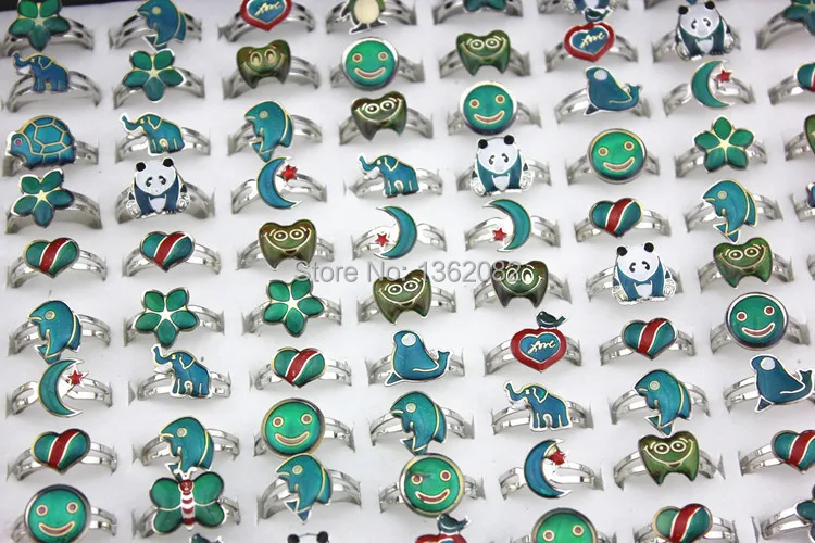 

HOT Wholesale 50PCS Random Styles Amazing Color Changing Temperature Mood Rings Adjustable (Fits Adults & Children) MR74-50