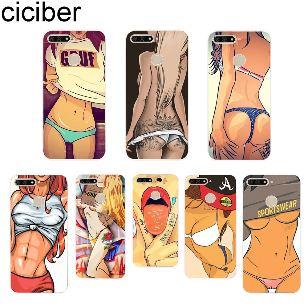 

ciciber Fashion Sexy Girls for Honor 7A Case for honor 8X 8C 9 10 Lite Pro Lite Play V10 Soft Silicon TPU Clear Back Cover Coque