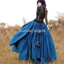 Модные длинные однотонные струящиеся юбки женские Плотные хлопковые зимние юбки Saias