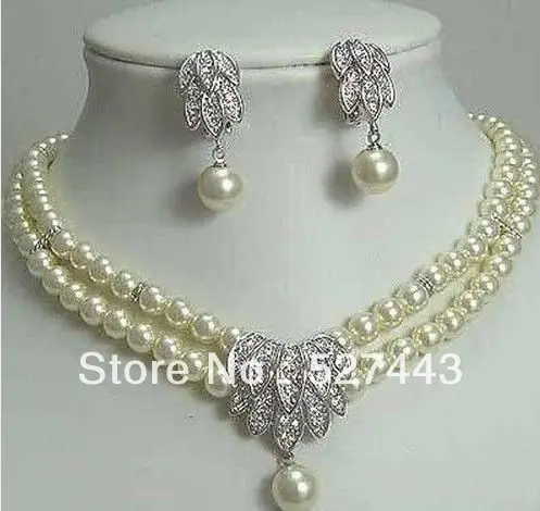 

Wholesale Fancy Bridal Jewellery Silver Pearl Necklace Earring hot