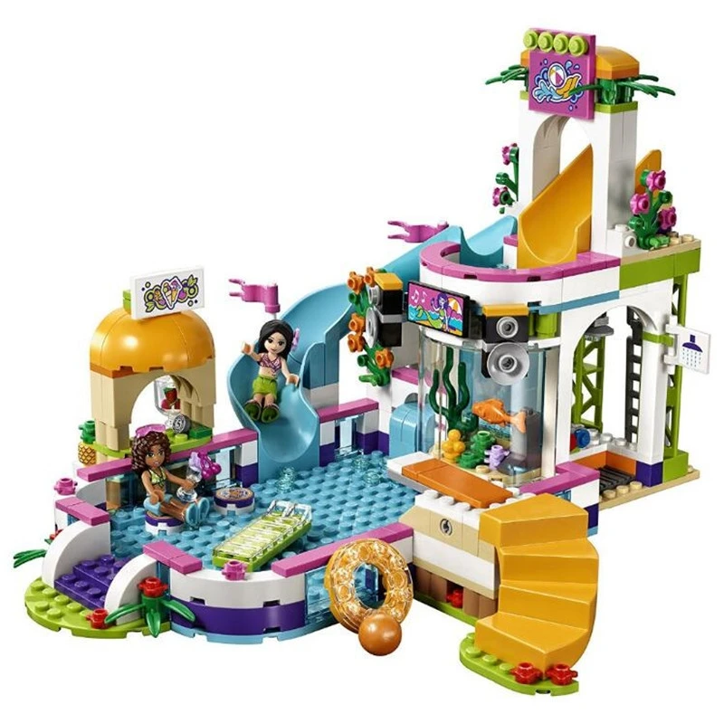 

Friends Serie The Heartlake Summer Pool Building Blocks Bricks Toy for Girls Compatible with Legoingly 41313 for Children Gifts