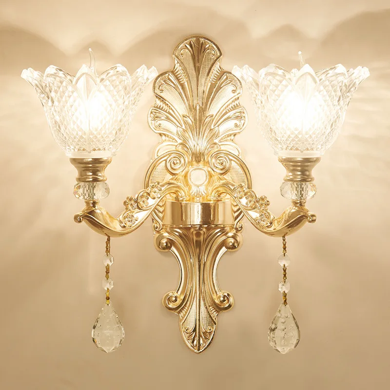 

Creative European crystal wall lamp warm living room TV background wall bedroom bedside wall lamp wf4231508