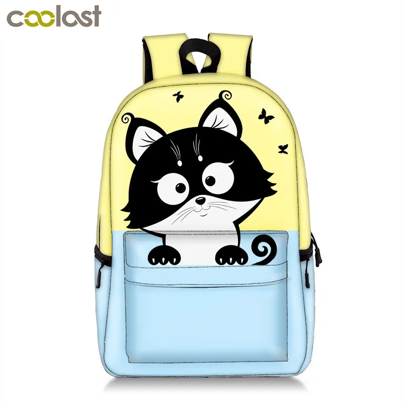 Kawaii котенок кошка/щенок собака студенческий рюкзак для девочек-подростков детские школьные сумки мультяшный рюкзак для детей сумка для книг школьные сумки - Цвет: 17qyh10