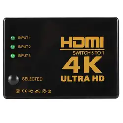 3 в 1, 4 K x 2 K со сверхвысоким разрешением Ultra HD HDMI разделитель, сплиттер коробка для DVD HDTV Xbox PS3 PS4 хорошего качества
