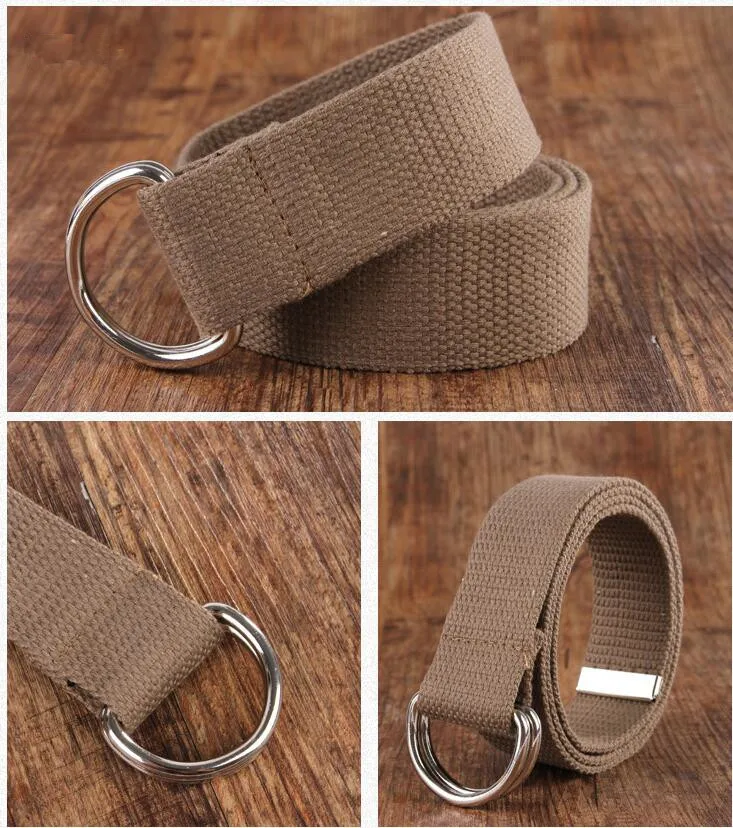 mens braided leather belt Fashion men / women belt D Shaped Double Ring Buckle Simple Solid Cotton Canvas All-match Unisex Canvas Belts Waist Belt luxury best belts for men