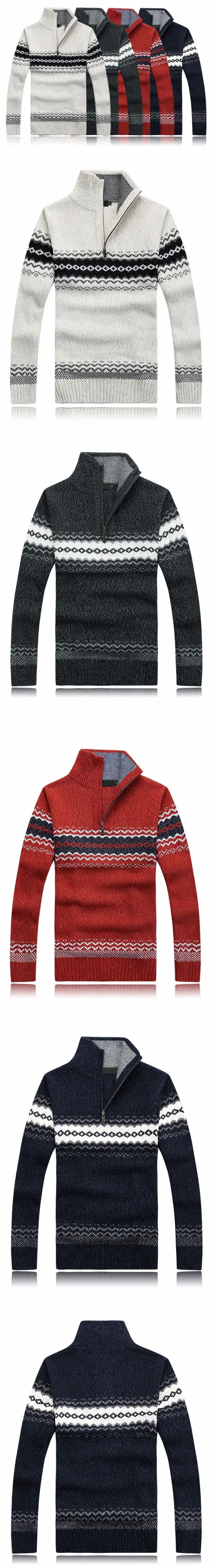 Для Мужчин's Свитеры для женщин зима теплый толстый свитер пальто молнии воротник Повседневное Для мужчин Свитеры для женщин узор Трикотаж большой Размеры пуловер 3XL 2XL