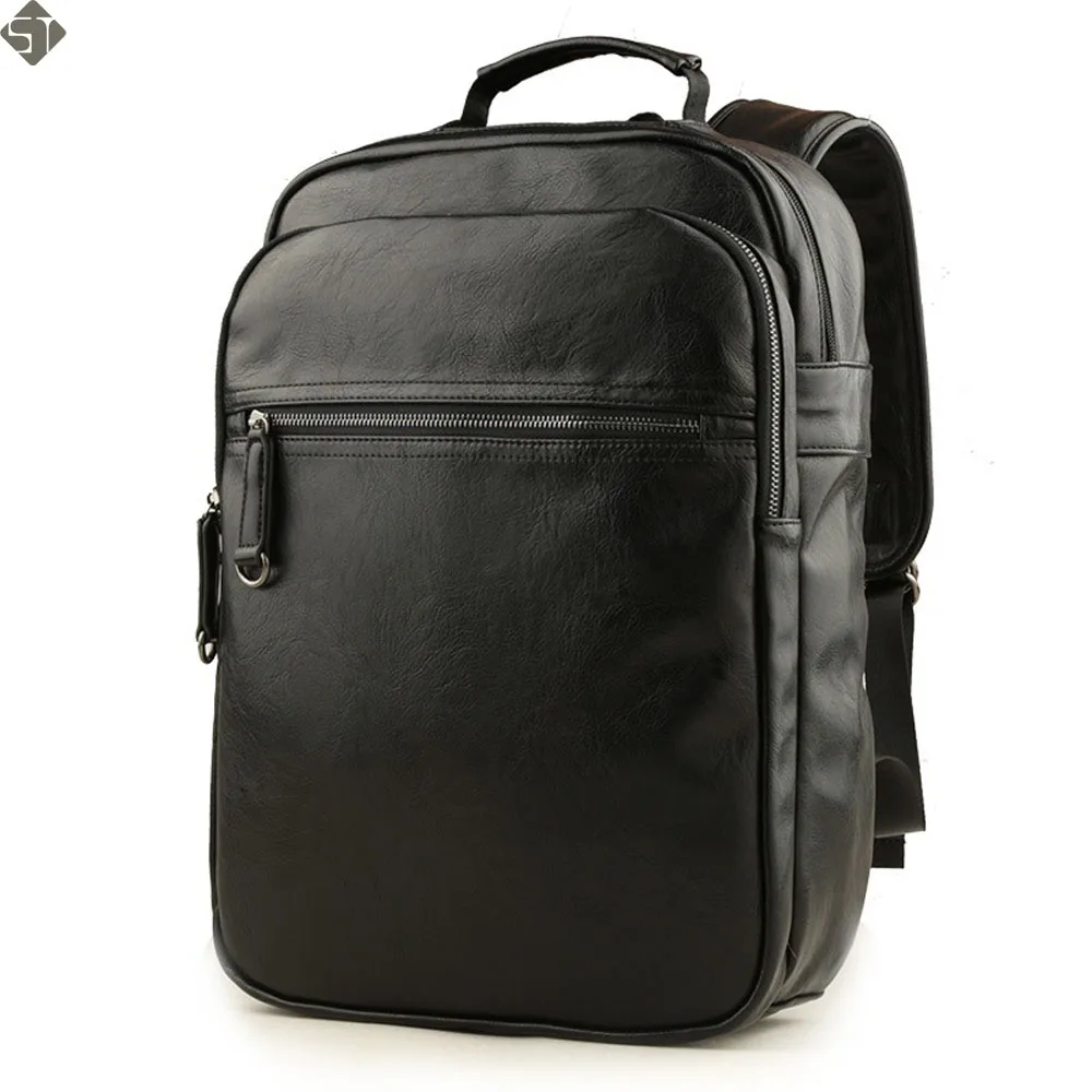 

New Men's Leather Backpack Male Black Waterproof Bookbag Mochila Masculina Knapsack Fashion Travel Mochilas Para Hombre