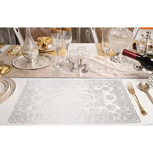 PVC Place Table Mats Heat Resistant Non Slip Set of 4,Washable Table Place Dining Table Mats Protector Dining Decoration01