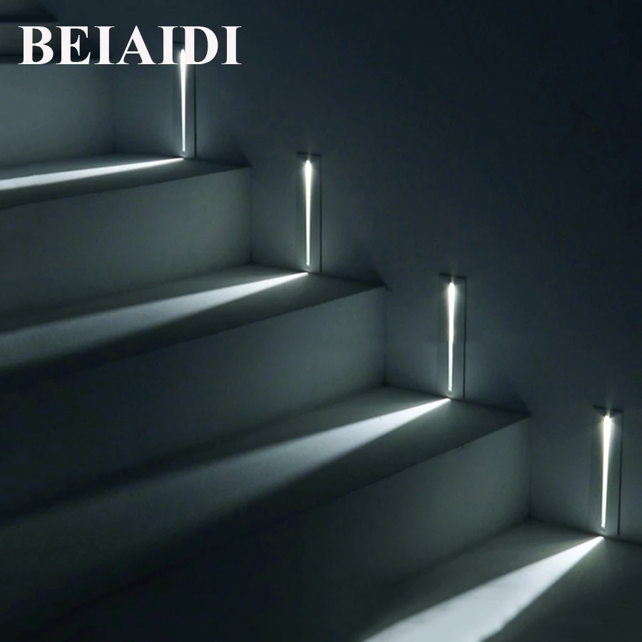 BEIAIDI, 4 шт., 3 Вт, современный Встраиваемый светодиодный лестничный светильник, светодиодный настенный светильник для помещений, угловой светильник Cree Chip, лестничная лестница, лестничная лампа для прихожей