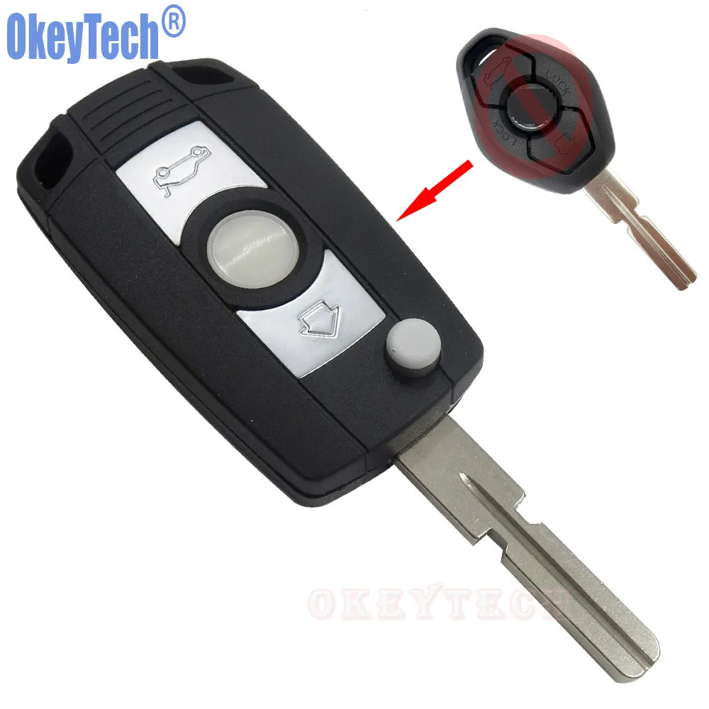 

OkeyTech 3 Buttons Modified Flip Car Remote Key Shell Replacement Fob Case For BMW 3 5 7 SERIES Z3 Z4 X3 X5 M5 325i E38 E39 E4