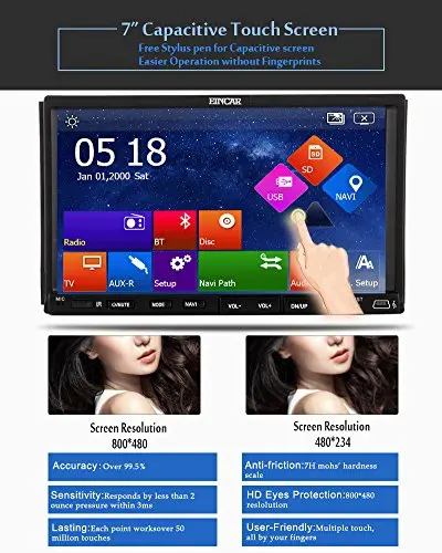 Best Backup Rear Camera Included EinCar Double Din 7" HD Car Radio with GPS Autoradio Bluetooth Capacitive Touch Screen 2 Din Sat Nav 2