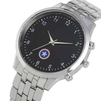 

Men's Quartz Analog Watch Fashion Captain America's shield Logo Pattern Watches Durable Arabic Numerals Dial Wrist