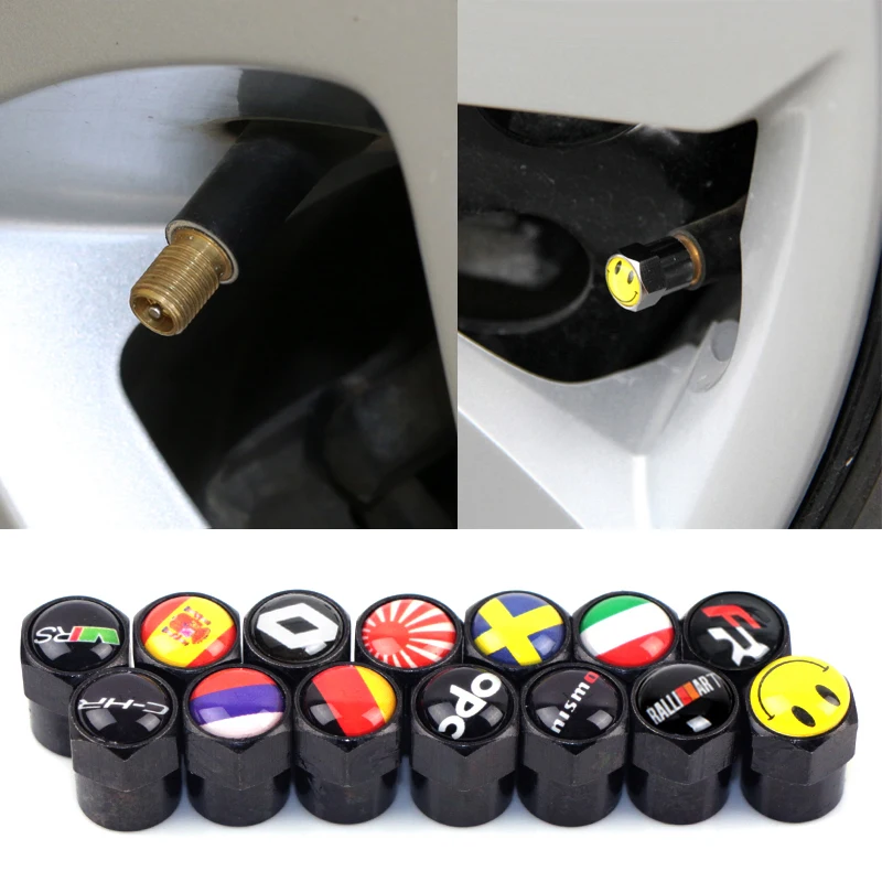 4pcs Carbon black Car motorcycle bicycle Wheel Tire Valve Cap Tyre Dust