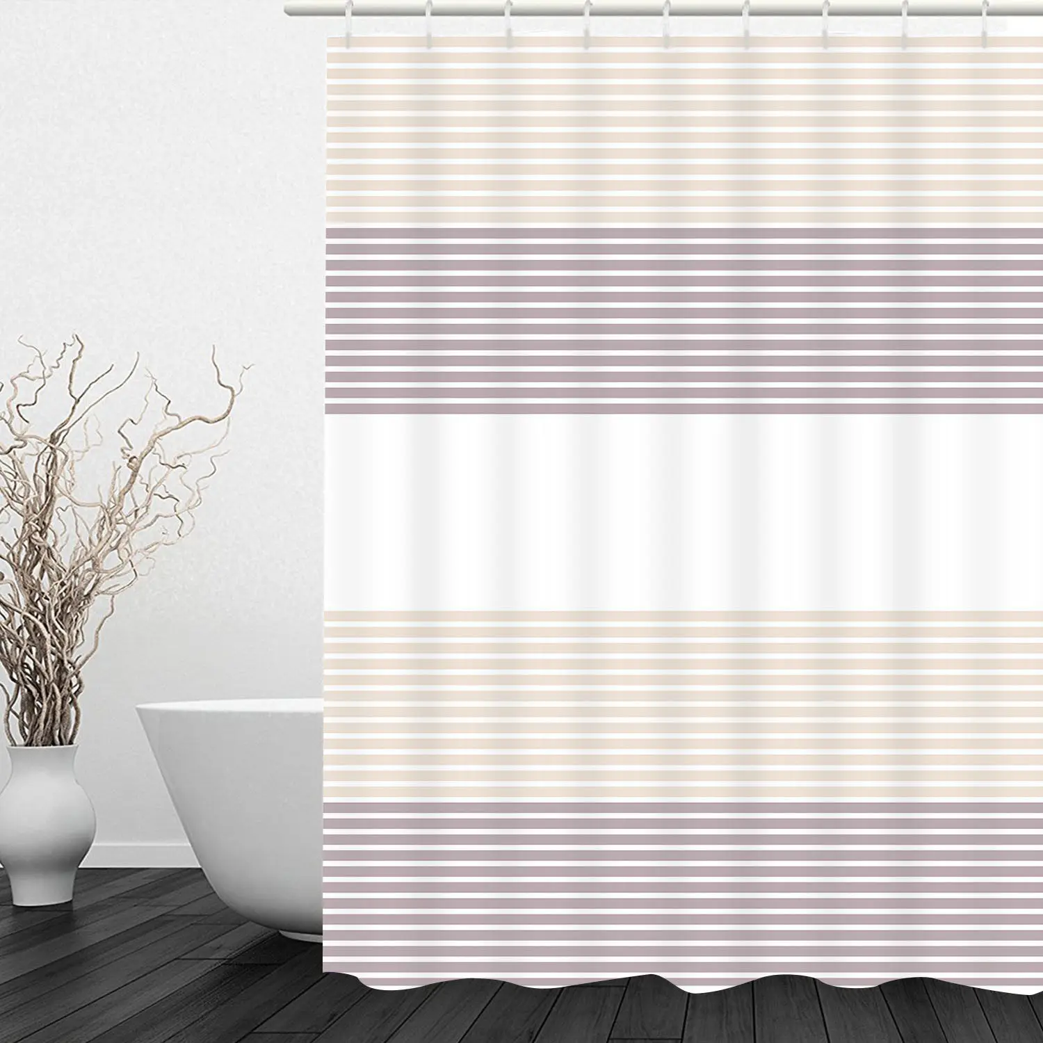 Simple Strip Waterproof Shower Curtains Bath Decor Included Hooks | Дом и сад