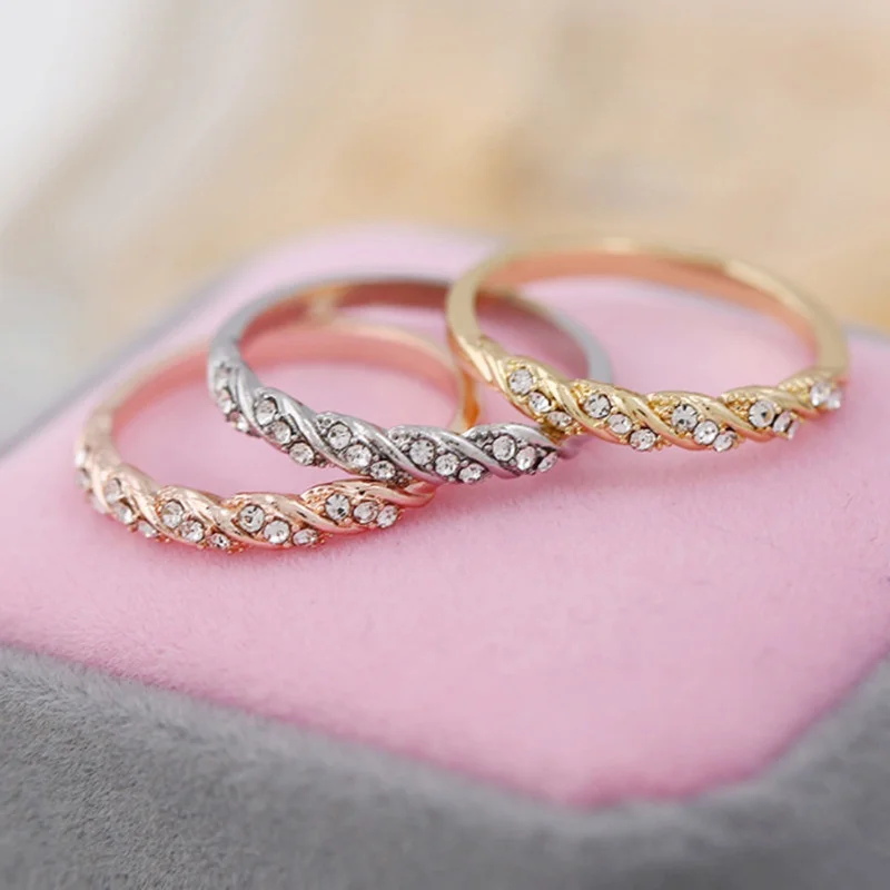 1 Pcs Trendy Twist Ring Gold / Rose Gold Color Women Jewelry Wedding
