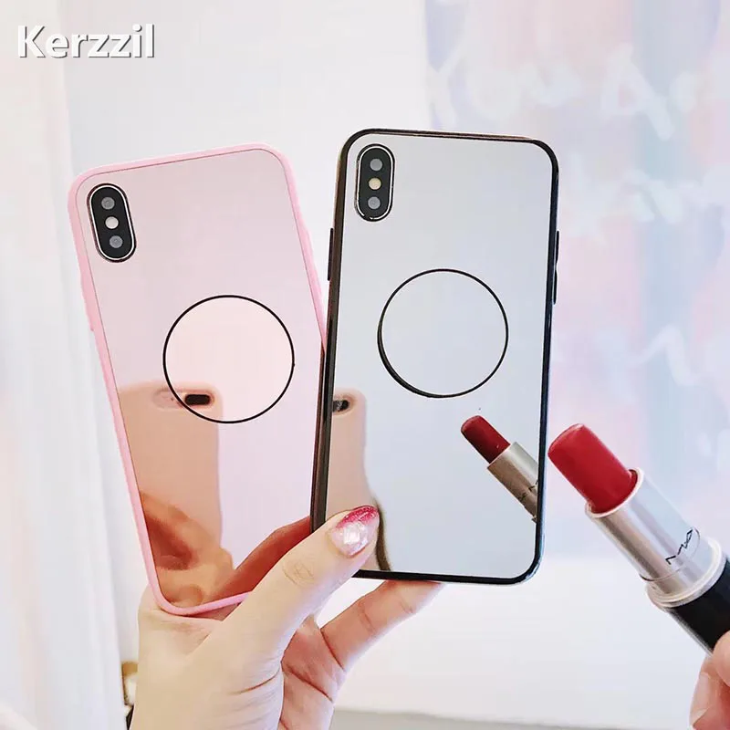 Kerzzil Luxury Mirror Flash Fashion Holder Stand Case For iPhone 7 6 6S Plus 8 X XS MAX Soft TPU Cover XR Capa |