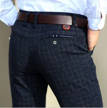 Männer Frühjahr Herbst Business Kleid Hosen Blau Schwarz Plaid Casual Hosen Hosen Männer Pantalon Hombre